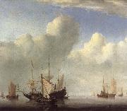 A Dutch Ship Coming to Anchor and Another Under Sail VELDE, Willem van de, the Younger